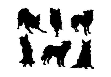 Border Collie Vector Border Collie Silhouette, Dog Drawing Tutorial, Image Border, Linocut Printmaking, Skull Art Drawing, Silhouette Tattoos, Silhouette Images, Border Collie Dog, Dash Diet