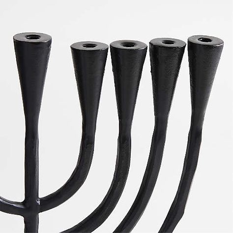 Modern Hanukkah Decorations: Tableware & Decor 2024 | Crate & Barrel Canada Glass Taper Candle Holders, Cast Iron Candle Holder, Menorah Candles, Iron Candle Holders, Chanukah Decor, Hanukkah Decorations, Decor 2024, Holiday Tablescapes, Selling Candles