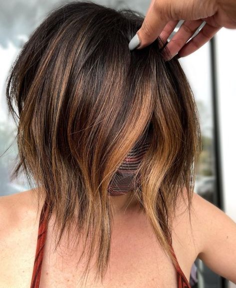 Brown Balayage Bob, Cinnamon Balayage, Bob Balayage, Melena Bob, Balayage Short Hair, Brunette Girls, Purple Balayage, Gray Balayage, Balayage Short