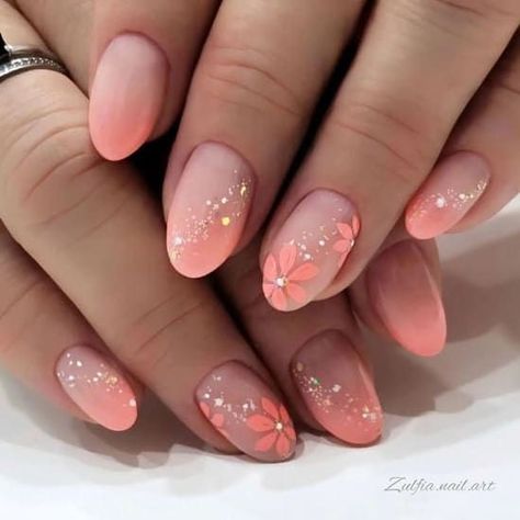 Get some inspiration for peach nail designs! From neutrals to bright neons, here are our favorite peach nail ideas, perfect for warm weather. #Ideas #HomeTrends #Inspo #Inspiration #CreativeIdeas #Motivation #Trends Peach Nail Inspiration, Peach Colour Nails, Peach Spring Nails, Nail Art Peach, Peach Nails With Designs, Peach Nail Ideas, Peach Nail Designs, Art Creative Ideas, Nail Art Creative