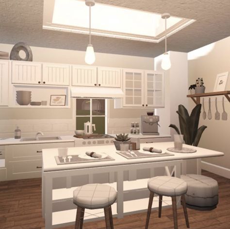 Dream Kitchen Cabinets, Blocksburg Room Ideas￼, Bloxburg Kitchen, House Decorating Ideas Apartments, Small House Layout, Simple Bedroom Design, Tiny House Layout, Diy House Plans, House Floor Design