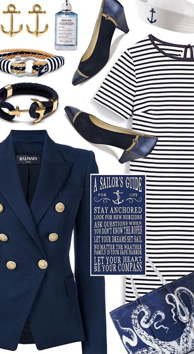 A Nautical Style for Summer 2020 Outfit | ShopLook Nautica Outfit Women, Nautical Attire Women, Nautical Themed Party Outfit, Marine Outfit Women, Nautical Style Women, Nautical Outfits For Women, Nautical Party Outfit, Nautical Outfit Women, Sailor Outfit For Women