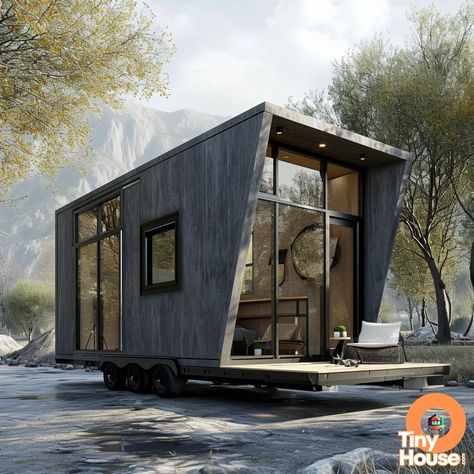 Check out this incredible tiny house! It features a unique Brutalist design style and a color palette of Charcoal and Light Gray. Which design elements would you incorporate into your own home? #TinyHouse #BrutalistDesign #CharcoalAndGray #HomeInspiration Movable House, Conceptual Model Architecture, Arch Building, Tiny House Village, Cabin Tiny House, Mass Culture, Scandinavian Architecture, Best Tiny House, Brutalist Design