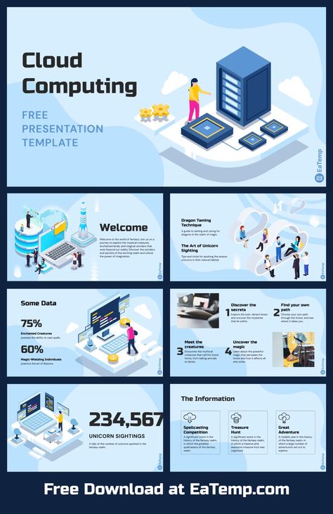 Cloud Computing PPT Presentation Template - Free PowerPoint Templates, Google Slides, Figma Deck And Resume Computer Presentation, Google Slide Templates, Cloud Computing Technology, Powerpoint Slide Templates, Free Powerpoint Templates, Powerpoint Free, Graphic Design Tutorials Learning, Powerpoint Slides, Powerpoint Design Templates