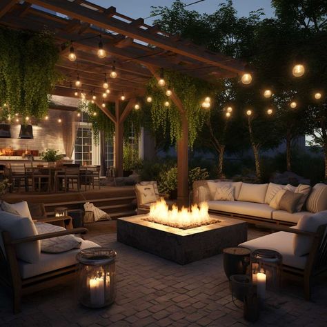 15+ Creative Outdoor Living Space Ideas to Revamp Your Backyard • 333+ Images • [ArtFacade] Cosy Garden, Patio Grande, Outdoor Patio Designs, Garden Modern, Big Backyard, Backyard Renovations, Backyard Remodel, Backyard Lighting, Large Backyard