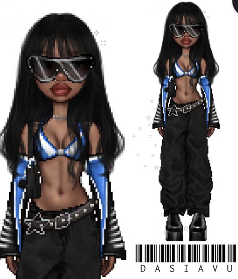 Y2k fit avi💙🤍 Black Bratz Doll Drawing, Cyberpunk Aesthetic Outfit, Futuristic Outfits, Bratz Doll Outfits, Aaliyah Style, Bratz Inspired Outfits, Fashion Gal, Dressy Casual Outfits, Shoes Outfit Fashion