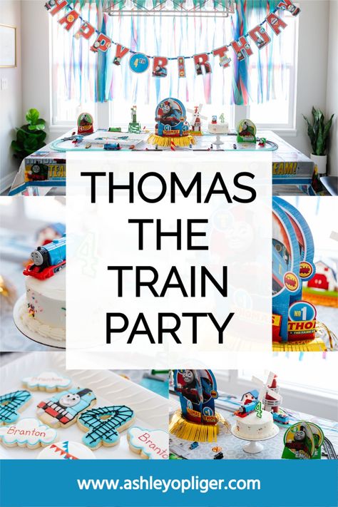 Thomas Train Party Ideas, Thomas Tank Engine Birthday Party, Thomas & Friends Birthday Party, Thomas The Train Birthday Party Diy, Thomas The Tank Birthday Party, Thomas The Train Party Decorations, Train Fourth Birthday Party, Thomas Themed Birthday Party, Thomas Party Ideas