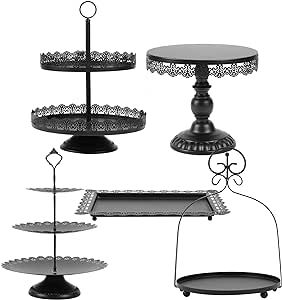 Black Cake Stand, Round Cake Stand, Cake Stand Set, Black Cake, Cupcake Holder, Dessert Display, Birthday Party Celebration, Dinner Decoration, Installation Design