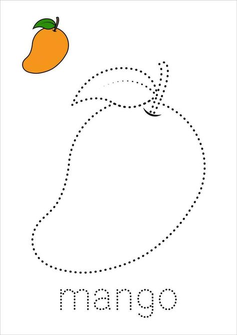 Trace and Color Mango Trace And Colour Worksheet, Trace And Color Worksheets For Kids, Tracing And Coloring Worksheet, Mango Day Activity For Kids, Trace Colors Worksheet, Mango Craft For Kids, Mango Outline, Trace And Color Worksheets, Coloring Fruits For Kids