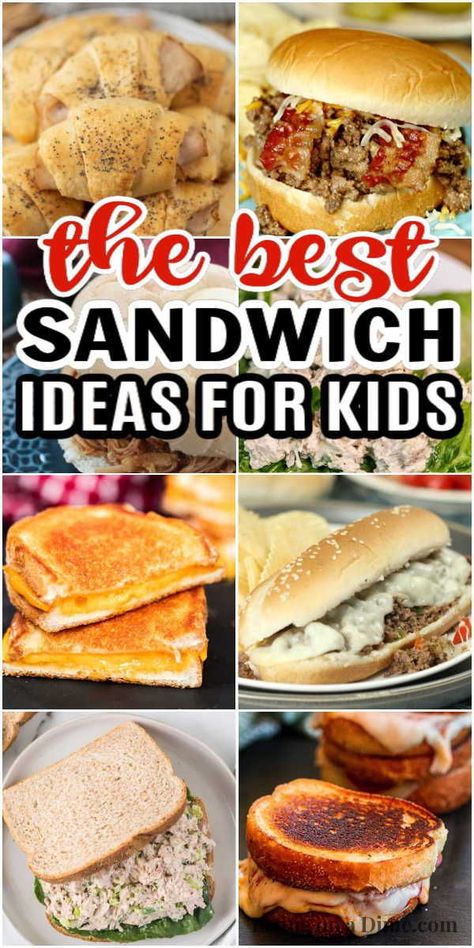 Lunch does not have to be boring with these delicious sandwich ideas for kids. We have ideas that even the pickiest eaters will enjoy. These are the best sandwich ideas for lunch or for dinner! #eatingonadime #sandwichrecipes #sandwichideas Sandwiches For Picky Eaters, Lunchmeat Sandwich Ideas, Kid Sandwich Ideas, Kid Friendly Sandwiches, Cheap Sandwich Ideas, School Sandwich Ideas, Kids Sandwich Ideas, Creative Sandwich Ideas, Sandwich Ideas For Kids