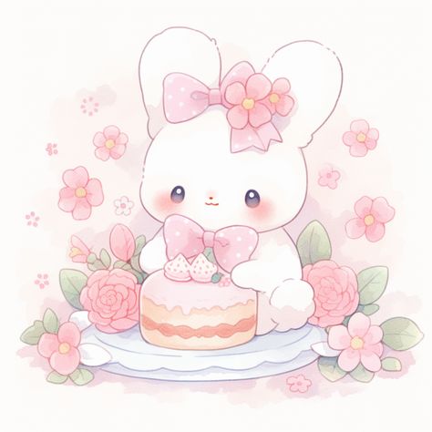 #cute #kawaii #animals #bunny Kawaii Bunny Aesthetic, Pink Rabbit Aesthetic, Cute Bunny Drawing Kawaii, Kawaii Bunny Drawing, White Bunny Drawing, Cute Bunny Icon, Cute Bunny Painting, Cute Anime Bunny, Bunny Animation