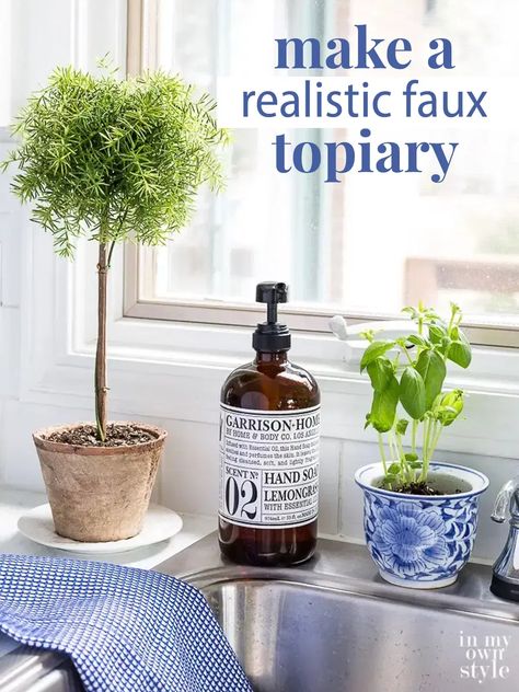 Are you looking to add a bit of green to your home but lacking the green thumb? Why not try a realistic DIY topiary? With the right materials and basic steps, you'll be able to create an amazing lifelike topiary that will give your home a lush and natural look! Diy Topiary, Faux Topiary, Topiary Diy, Fake Flower Arrangements, Topiary Tree, Artificial Topiary, Faux Floral Arrangement, Topiary Trees, Topiaries