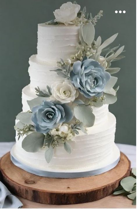 Blue Themed Wedding Cake, Blue And Sage Green Wedding, Wedding Color Palette Spring, Color Schemes Wedding, Wedding Cake Dusty Blue, Color Palette Spring, Blue And Sage Green, Sea Glass Wedding, Sage Green Wedding Colors