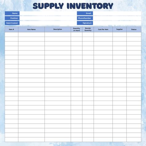 Organisation, Inventory Sheet Free Printable, Concession Stand Inventory Sheets, Craft Show Inventory Printable, Free Printable Inventory Sheets, Inventory Printable Business, Bar Management, Ebay Inventory Organization, Craft Supplies Inventory