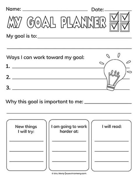 Goal Setting Template For Kids, Goal Setting Elementary, Feelings Identification, Sel Resources, Goal Planning Printable, Capitalization Worksheets, Kindergarten Goals, Free Goal Printables, Goal Planning Worksheet