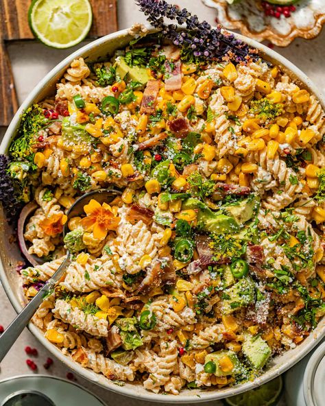 Street Corn Elote Pasta Salad, Street Corn Pasta Salad Ditalini, Vegetarian Protein Pasta Salad, Pasta Salads For Thanksgiving Dinner, Elite Pasta Salad, Street Corn Macaroni Salad, Quick Summer Lunch Ideas, Protein Macaroni Salad, Sweet Corn Pasta Salad