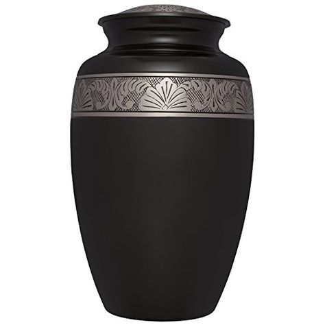 Funeral Urn  Cremation Urn for Human Ashes  Hand Made in Brass and Hand Engraved Finished  Fits Cremated Remains of Adults  Burial Urn  Flower Bands in Grey and Silver  Avediana Model *** This is an Amazon Affiliate link. You can get more details by clicking on the image. Cremated Remains, Memorial Ceremony, Jar Design, Flower Band, Memorial Urns, Human Ashes, Design Board, Handmade Brass, Cremation Urns