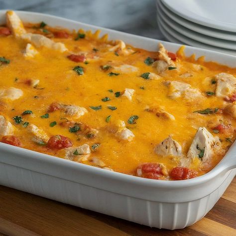 Chicken Rotel Casserole Recipe - Instacart Chicken With Rotel Recipes, Chicken Rotel Casserole, Rotel Casserole, Corn Rotel, Chicken Rotel, Rotel Chicken, Chicken Taco Casserole, Rotel Recipes, Jiffy Mix