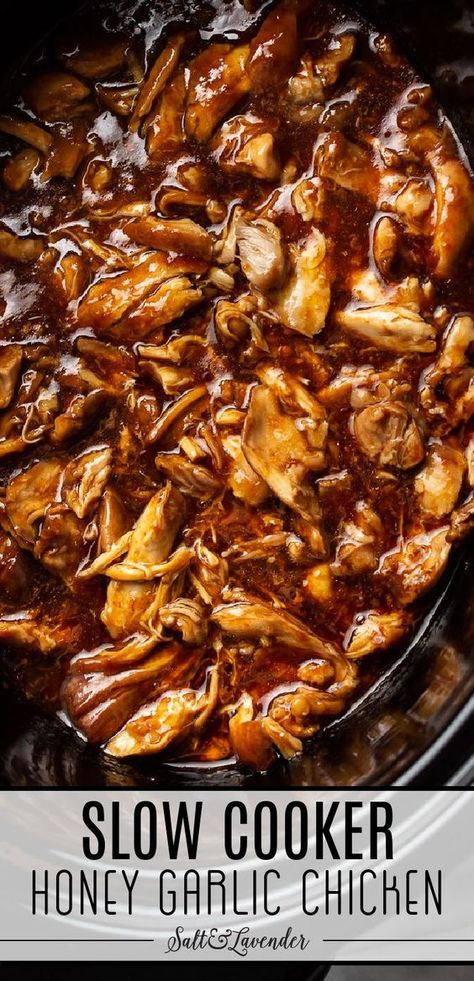 Slow Cooker Honey Garlic Chicken, Slow Cooker Chicken Thighs, Chicken Crockpot Recipes Easy, Easy Crockpot Dinners, Crockpot Dishes, Honey Garlic Chicken, Think Food, Health Dinner Recipes, Dinner Recipes Crockpot