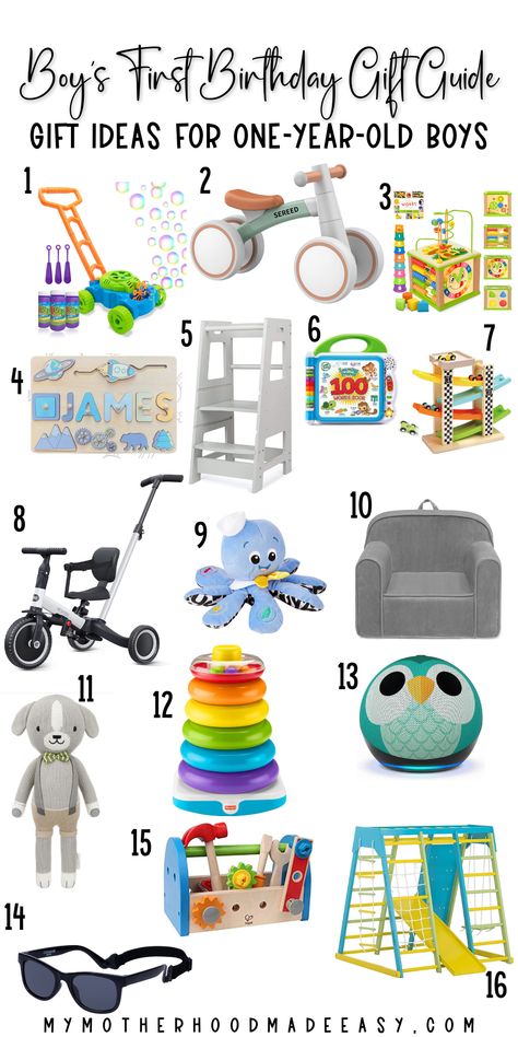 Looking for First birthday present ideas for Boys? Check out this first birthday gift guide with amazing first birthday gift ideas you need! Read more! First Birthday Present Ideas, Gifts For One Year Old, Boy First Birthday Gift, 1st Birthday Boy Gifts, First Birthday Gift Ideas, Birthday Gift Guide, Birthday Present Ideas, 1st Birthday Presents, First Birthday Presents