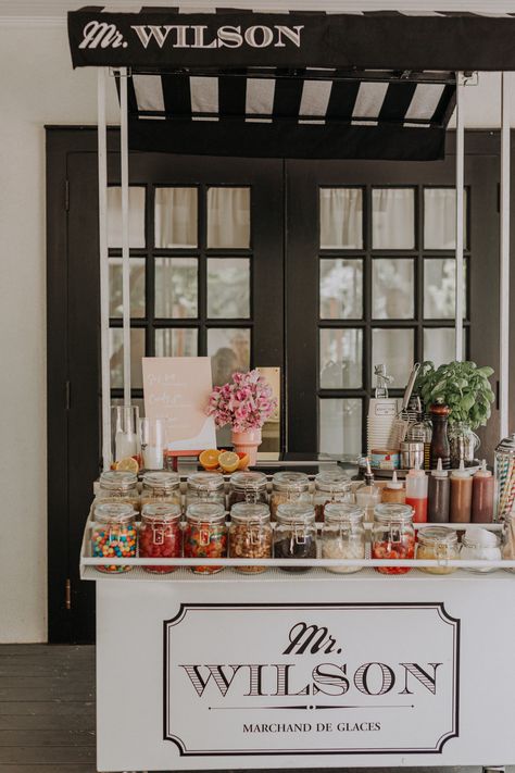 I’ve Cream Sundae Bar Wedding, Ice Cream Topping Bar Display, Sundae Bar Wedding Reception, Ice Cream Corner Ideas, Sundae Bar Birthday Party, Ice Cream Stand Wedding, Self Serve Ice Cream Bar, Ice Cream Candy Bar, Ice Creme Bar