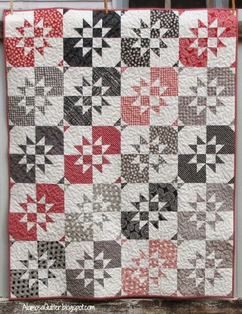 Another top from the pile is completed. Click here to read my previous post about this quilt and for a link to the tutorial . The fi... Hourglass Tutorial, Disappearing Hourglass, Disappearing Blocks, Hourglass Quilt, Patriotic Quilts, Cute Quilts, Cozy Quilts, Pretty Quilt, Missouri Star Quilt