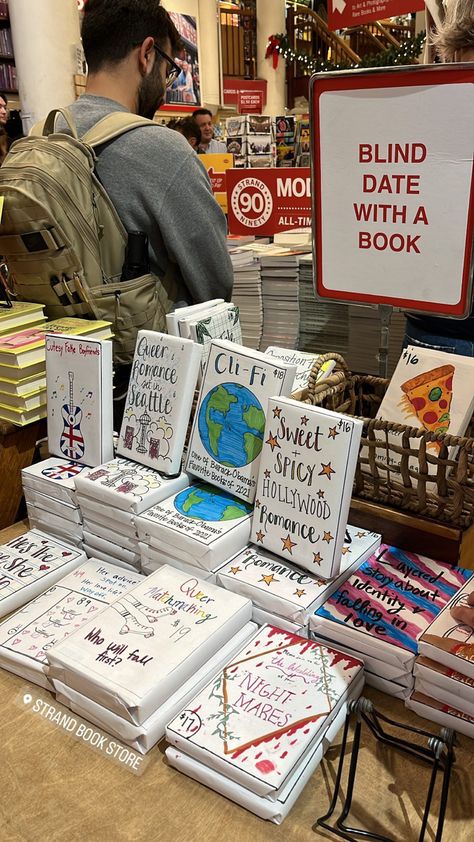 strand book store @ broadway blind date w/ a book 📚 Stores Aesthetic, Bookshop Ideas, Reader Aesthetic, Bookstore Design, Blind Date With A Book, Date With A Book, Book Exchange, Dream Library, Book Bar