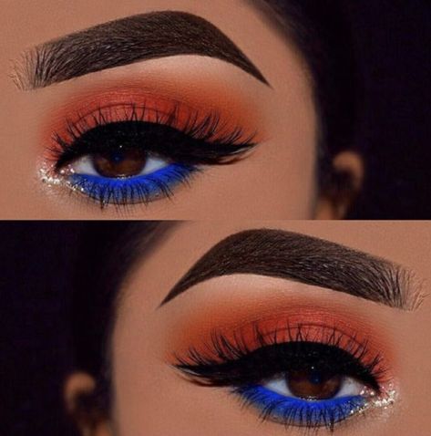 Best Contour Makeup, Make Up Designs, Drag Make-up, Orange Makeup, Simple Eye Makeup, Makijaż Smokey Eye, Colorful Eye Makeup, Weekend Party, Makeup Eye Looks