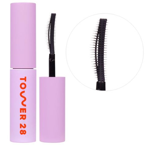 Mini MakeWaves Lengthening + Volumizing Mascara - Tower 28 Beauty | Sephora Mascara Sephora, Tower 28 Beauty, Usa Makeup, Vegan Mascara, Tower 28, Volumizing Mascara, Lengthening Mascara, Mini Makeup, Eye Mascara