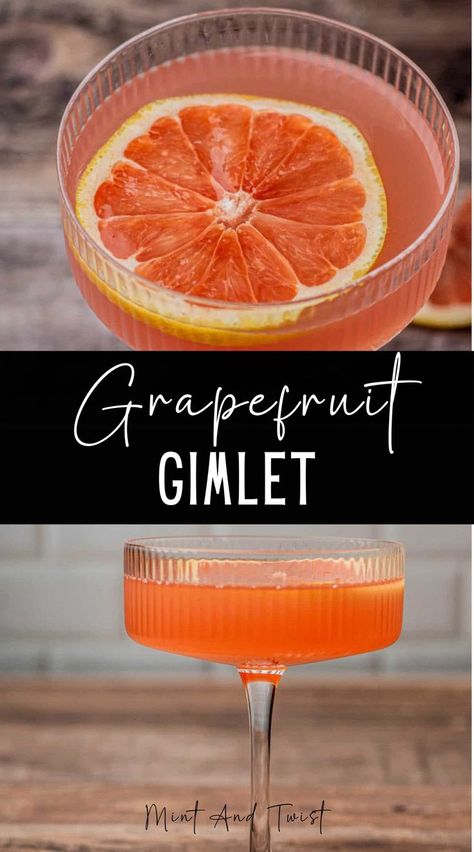 This Grapefruit Gimlet is an invigorating spin on the traditional cocktail, infusing a touch of bitter citrus and subtle sweetness. The combination of tart grapefruit juice and sweet grapefruit cordial makes this a lovely and refreshing cocktail. Grapefruit Cordial Recipe, Grapefruit Juice Cocktail, Grapefruit Gin Cocktail, Gin Gimlet, Vodka Gimlet, Gimlet Cocktail, Grapefruit Recipes, Grapefruit Bitters, Cordial Recipe