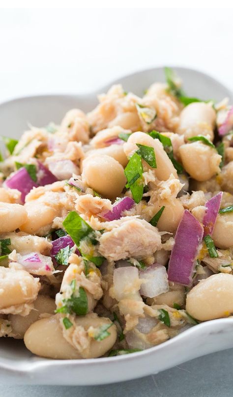 Bean And Tuna Salad, Tuna And White Bean Salad, Bean Tuna Salad, White Bean Salad, Tuna Salad Recipe, Healthy Food Facts, Tuna Recipes, White Bean, Tuna Salad