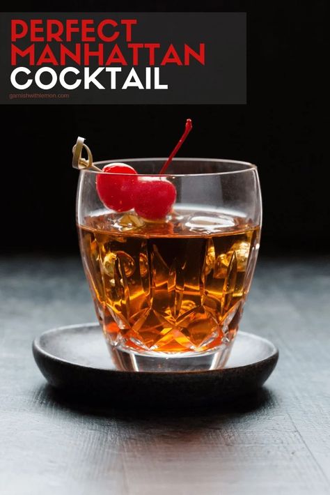 Calling all whiskey lovers, this one is for you! You can never go wrong with a classic especially when it is the Perfect Manhattan Cocktail. #manhattan #cocktails #whiskey #bourbon Usa Cocktail, Perfect Manhattan Cocktail, Brandy Manhattan, Manhattan Cocktail Recipe, Bourbon Brands, Manhattan Cocktail, Rob Roy, Cocktail Garnish, Wine Delivery