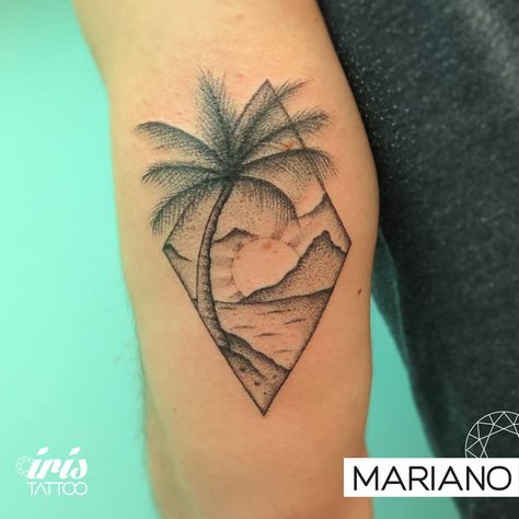 St Lucia Tattoo Ideas, St Lucia Tattoo, Miami Tattoo Ideas, Miami Tattoo, Miami Ink, Orchid Tattoo, Palm Tattoos, Beach Tattoo, Dot Work Tattoo