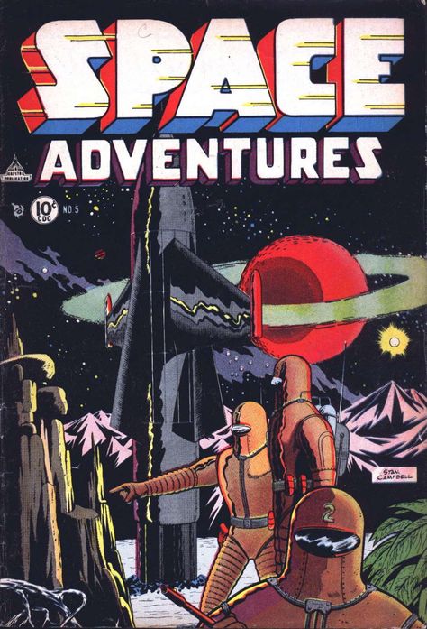 Comic Book Cover For Space Adventures #5 Retro Space Posters, Vintage Space Poster, Charlton Comics, Comic Book Art Style, Sci Fi Comics, Comic Poster, Space Illustration, Vintage Poster Design, Space Poster