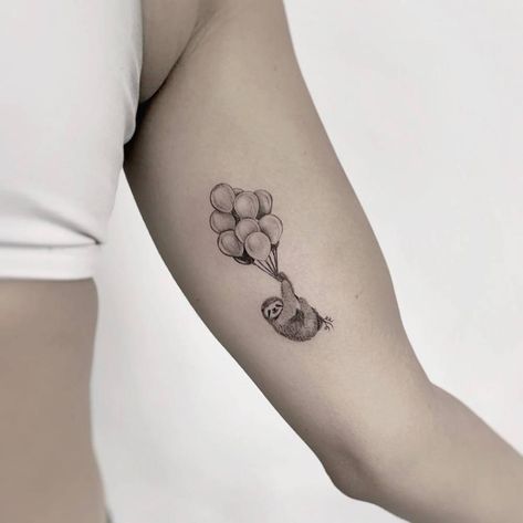 Sloth Tattoos, Sloth Tattoo, Explore Tattoo, Coffee Tattoos, Flower Tattoo Shoulder, Cute Little Tattoos, Dream Tattoos, Sister Tattoos, Little Tattoos