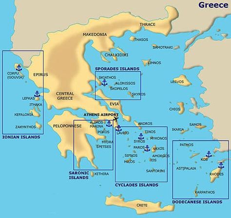 greek island cluster sections map Thasos, Greek Islands Map, Mainland Greece, Greek Islands Vacation, Greek Islands To Visit, Greek Island Hopping, Best Greek Islands, Greek Vacation, Greek Travel