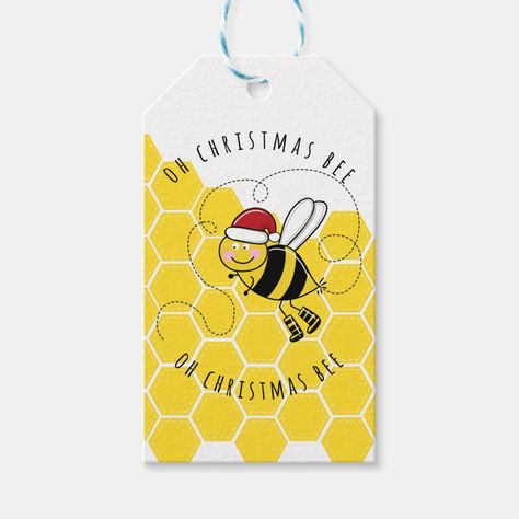 Honey Christmas Gift Tag, Bee Christmas Tree, Bee Classroom Theme, Christmas Bee, Bee Christmas, Merry Christmas My Love, Hand Painted Cards, Bee Themed Classroom, Bee Classroom