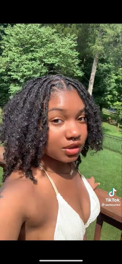 Boho Locs Natural Hair, Locs On Type 3 Hair, Natural Boho Locs, Girl Locs Black Women, Mid Length Locs Black Women, Natural Boho Locs Black Women, Middle Part Locs Black Women, Locs With Curly Ends Black Women, Loose Loc Styles