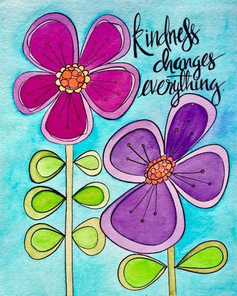 Kindness changes everything. Whimsy Art Animals, Whimsical Art Paintings Bright Colors, Whimsical Butterfly Art, Whimsy Art Ideas, Whimsical Art Flowers, Whimsical Art Animals, Whimsical Art Illustrations, 2024 Doodle, Paintings Room Decor