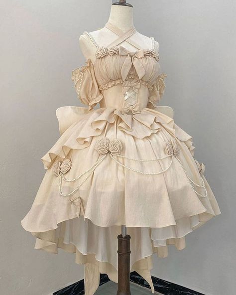 Crop Top Dress, Really Cute Outfits, Fancy Outfits, Lolita Dress, Cream Dress, Lolita Fashion, Jumper Dress, A Dress, Gotham