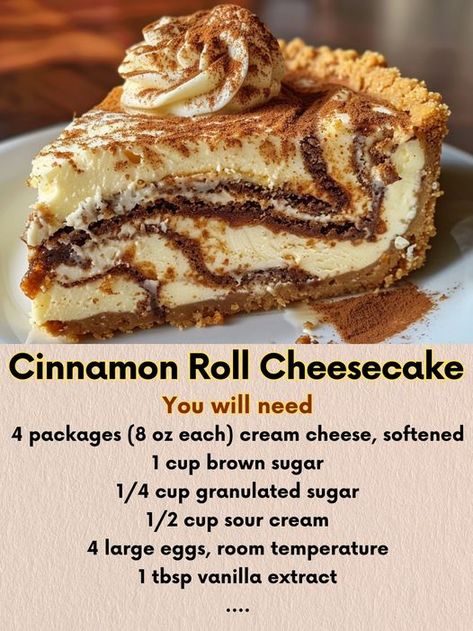 Unique Cafe Food Ideas, Hairstyles Thanksgiving, Interesting Desserts, Roll Cheesecake, Cinnamon Cheesecake, Cinnamon Roll Cheesecake, Easy Cheesecake Recipes, Digestive Biscuits, Cheesecake Desserts