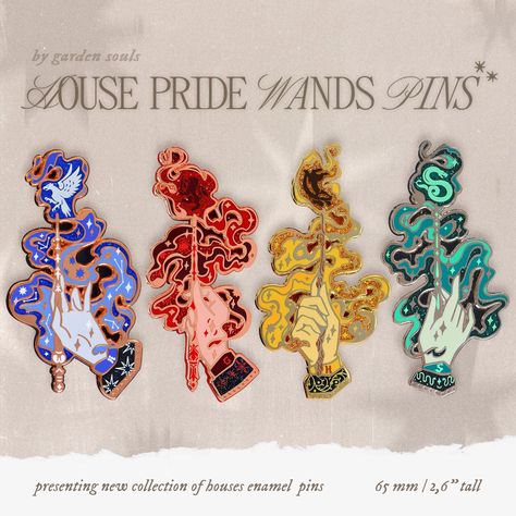 . Show your Hogwarts house pride with these stylish enamel pins. #harrypotter #housepride . #Baguette #Different_Hand_Poses #Enamel_Pins_Collection #Wand_Designs Different Hand Poses, Wand Designs, Enamel Pin Design, Hand Poses, Harry Potter Pin, Magic Wands, Enamel Pin Collection, Enamel Pin Badge, Backing Card