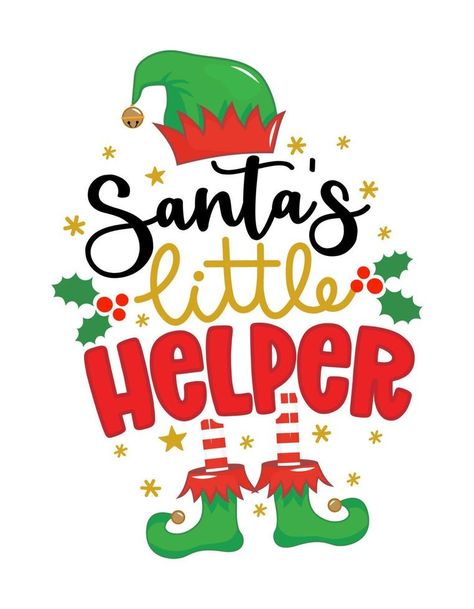 Santa's little Helper - phrase for Christmas baby, kid clothes or ugly sweaters. Hand drawn lettering for Xmas greetings cards, invitations. Good for t-shirt, mug, gift, printing press. Little Elf. Xmas Invitations, Xmas Greeting Cards, Xmas Greetings, Santa Outfit, Santa's Little Helper, Hand Drawn Lettering, Kid Clothes, Greetings Cards, Mug Gift