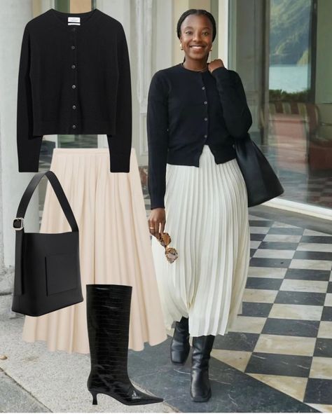 Pleated skirt outfit winter