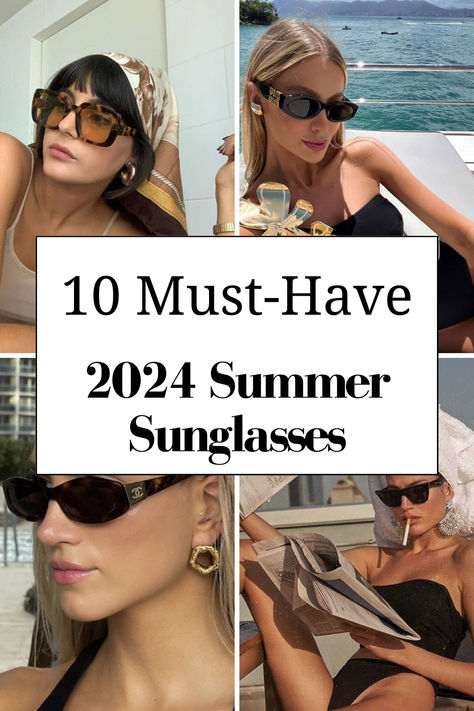 summer outfits aesthetic, summer fits, summer sunglasses, summer outfit inspo Summer Outfits With Sunglasses, Beach Sunglasses Women, Elegant Sunglasses Women, Branded Sunglasses For Women, Summer 2024 Sunglasses, Must Have Sunglasses Women, Sunglasses Summer 2024, It Girl Sunglasses, 2025 Sunglasses Trend Women