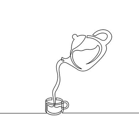 One Line Illustration, Teapot Tattoo, Drawing Cup, Line Art Vector, Simple Line Drawings, One Line Drawing, Continuous Line Drawing, Vector Sketch, Line Art Design