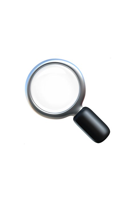 The emoji 🔍 Magnifying Glass Tilted Left depicts a magnifying glass with a black handle and a silver frame. The glass lens is tilted to the left at an angle, with a small circle in the center of the lens. The overall appearance of the emoji is sleek and modern, with a simple yet effective design that clearly conveys the concept of searching or investigating something in detail. Emoji Ip, Apple Emoji, Iphone Png, Apple Emojis, Ios Emoji, Romancing The Stone, Chinese New Year Design, Ios Layout, Magnifying Lens