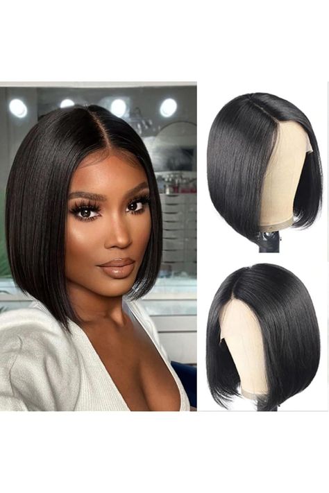 Bob Wig Human Hair 13x4 Frontal Lace Wig Human Hair 180 Density Glueless Pre Plucked with Baby Hair Straight Bob Wigs for Black Women 180% Density Pre Plucked (Natural Black 13x4 Bob Wig, 10inch) Bob Wigs For Black Women, Frontal Lace Wig, Straight Bob, Wig Human Hair, Hair Straight, Bob Wig, Hairstyles Ideas, Wigs For Black Women, Lace Wig