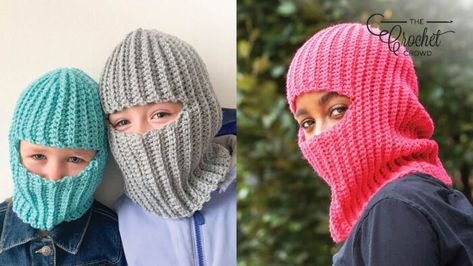 Child & Adult Balaclava Crochet Patterns Crochet Balaclava, Easy Crochet Hat Patterns, The Crochet Crowd, Red Heart Super Saver Yarn, Kids Crochet Pattern, Crochet Crowd, Easy Crochet Hat, Hat Tutorial, Crochet Hat Patterns