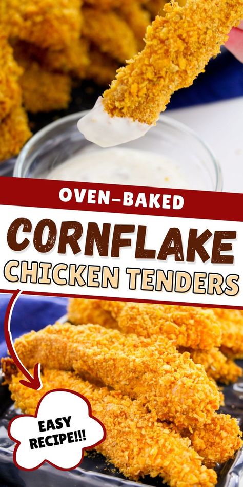 Cereal Crusted Chicken Tenders, Cereal Chicken Tenders, Cornflake Coated Chicken, Baked Cornflake Chicken Tenders, Cornflake Chicken With Mayo, Frosted Flake Chicken, Cornflakes Chicken Tenders, Chicken Tenders With Corn Flakes, Corn Flake Chicken Baked